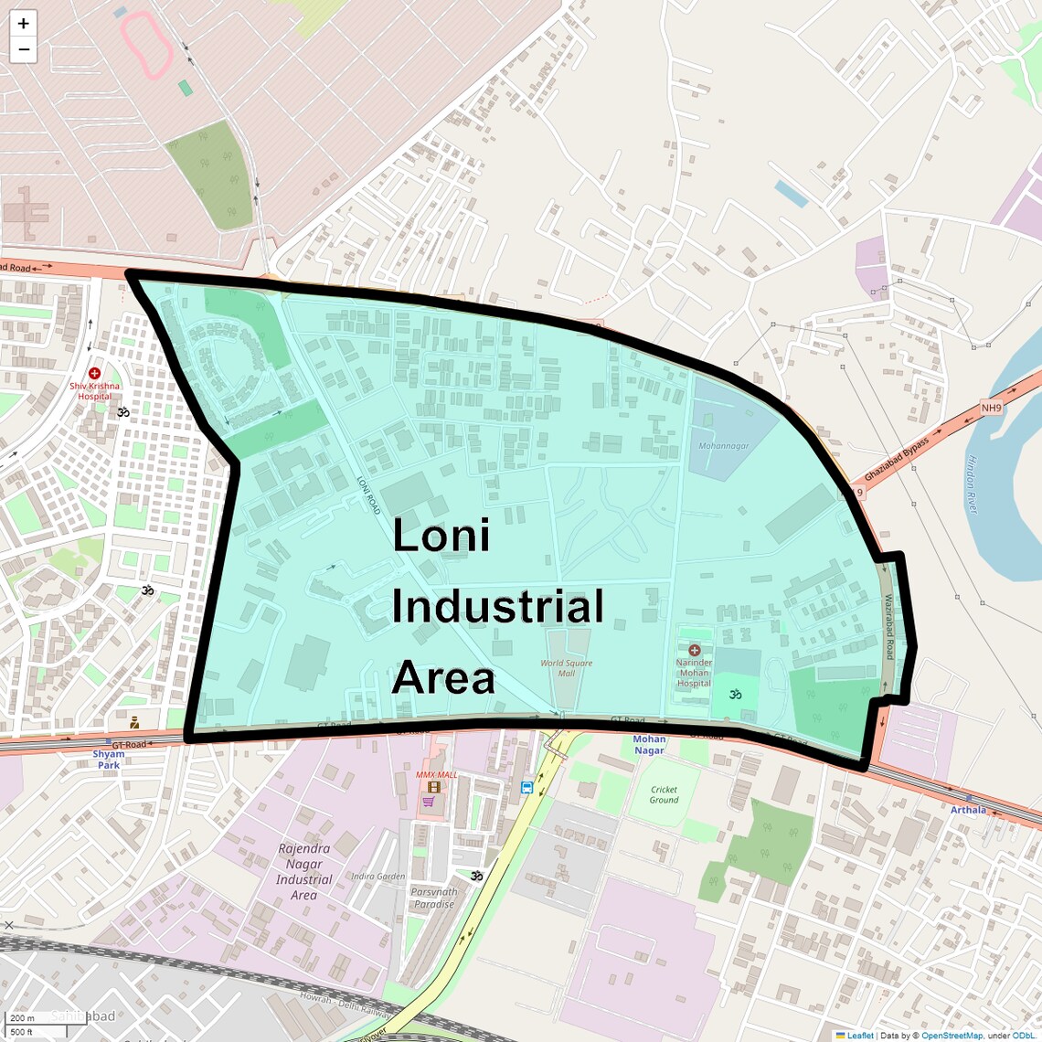 Location Map of Loni Industrial Area, Ghaziabad