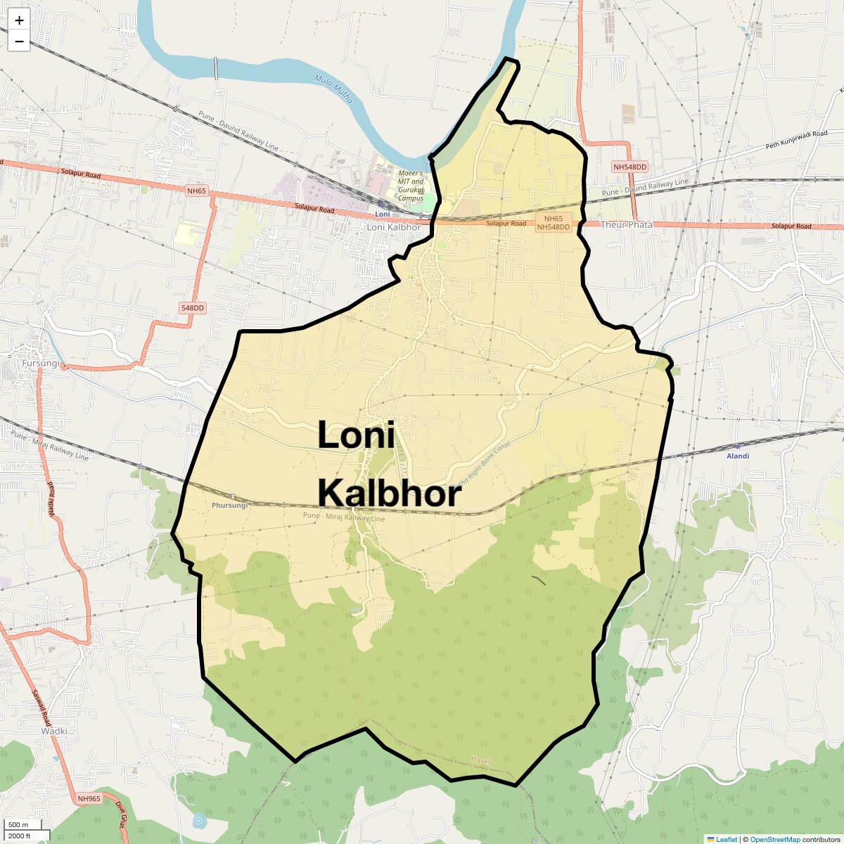 Location Map of Loni Kalbhor, Pune