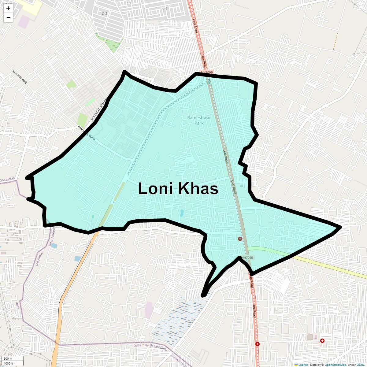 Location Map of Loni Khas, Ghaziabad
