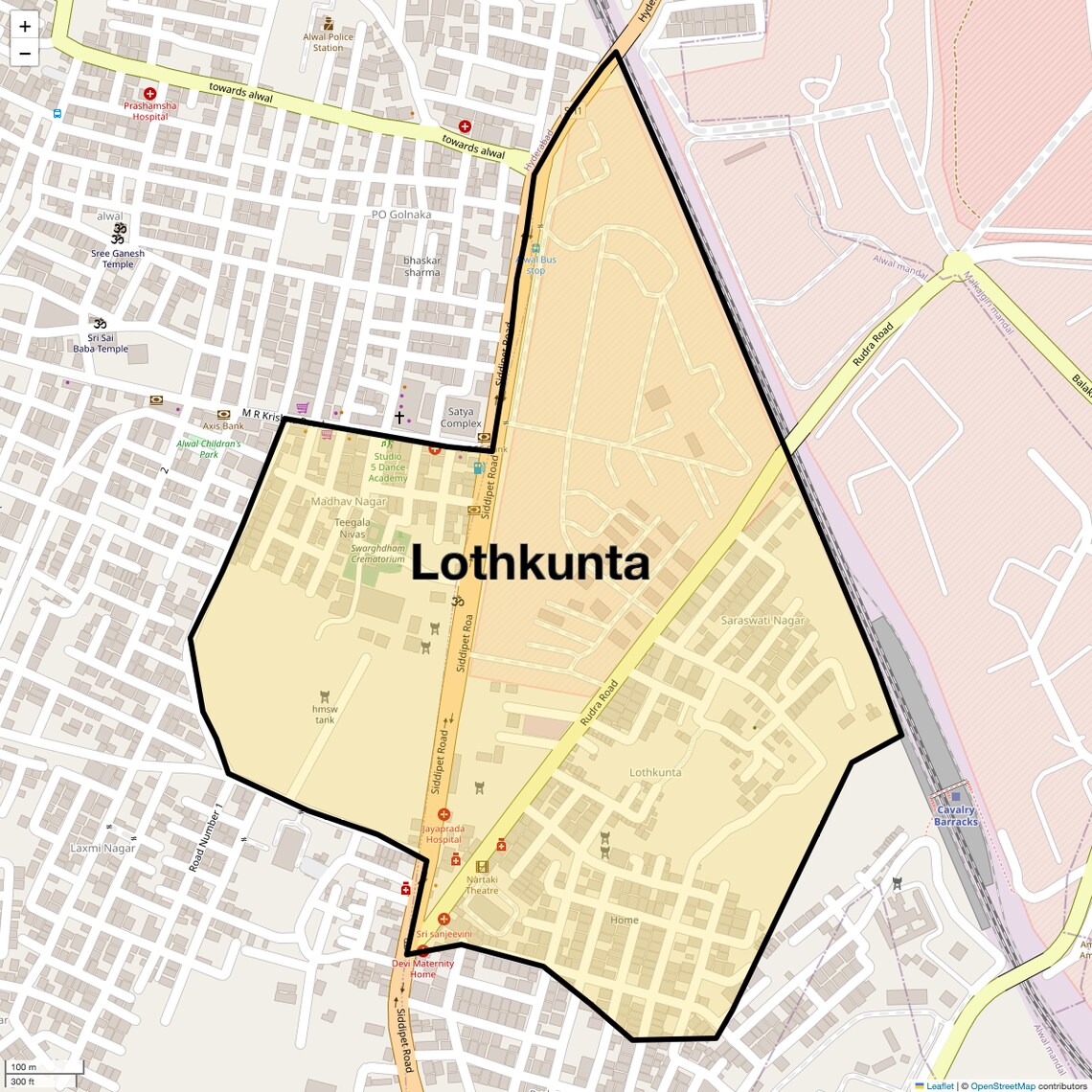Location Map of Lothkunta, Hyderabad