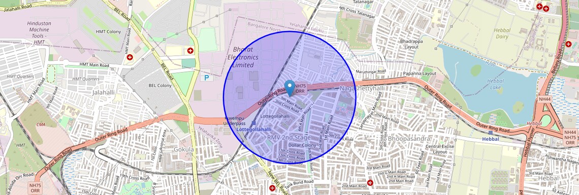 Location Map of Lottegollahalli, Bangalore
