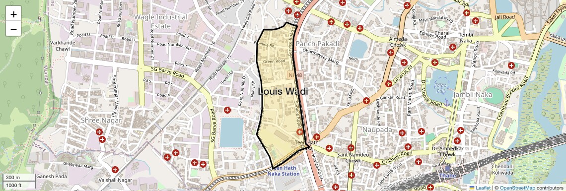 Location Map of Louis Wadi, Thane