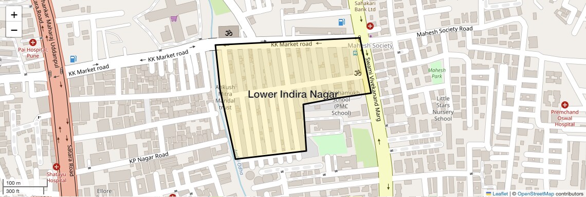 Location Map of Lower Indira Nagar, Pune