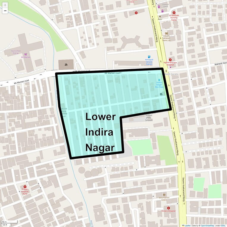 Location Map of Lower Indira Nagar