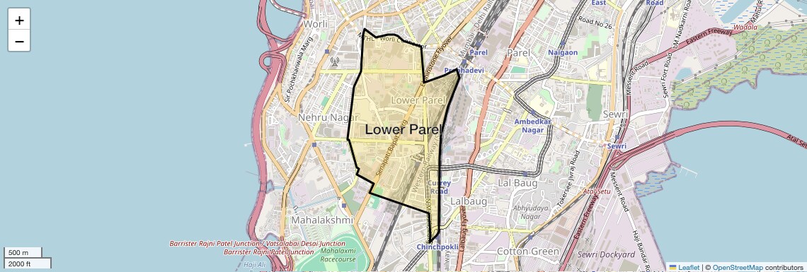 Location Map of Lower Parel, Mumbai