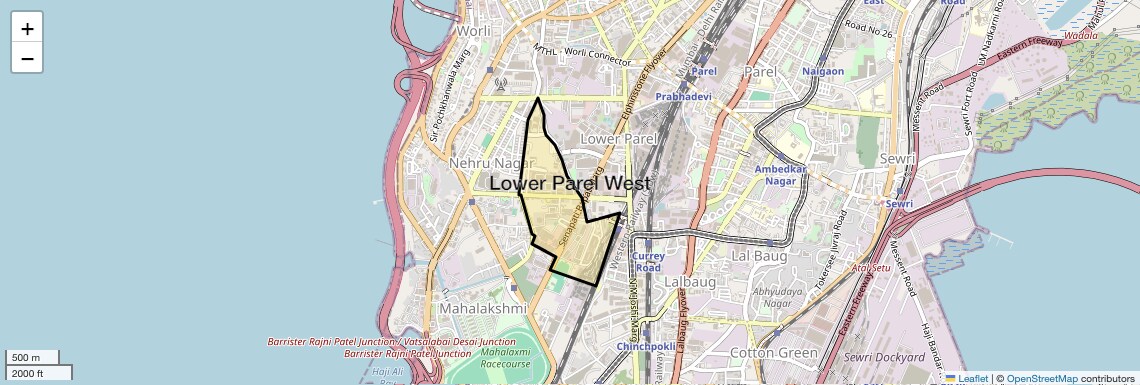 Location Map of Lower Parel West, Mumbai