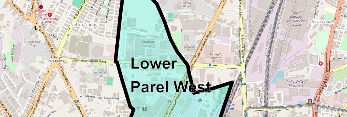 Location Map of Lower Parel West, Mumbai