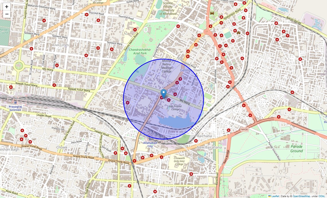 Location Map of Lowther Road, Allahabad