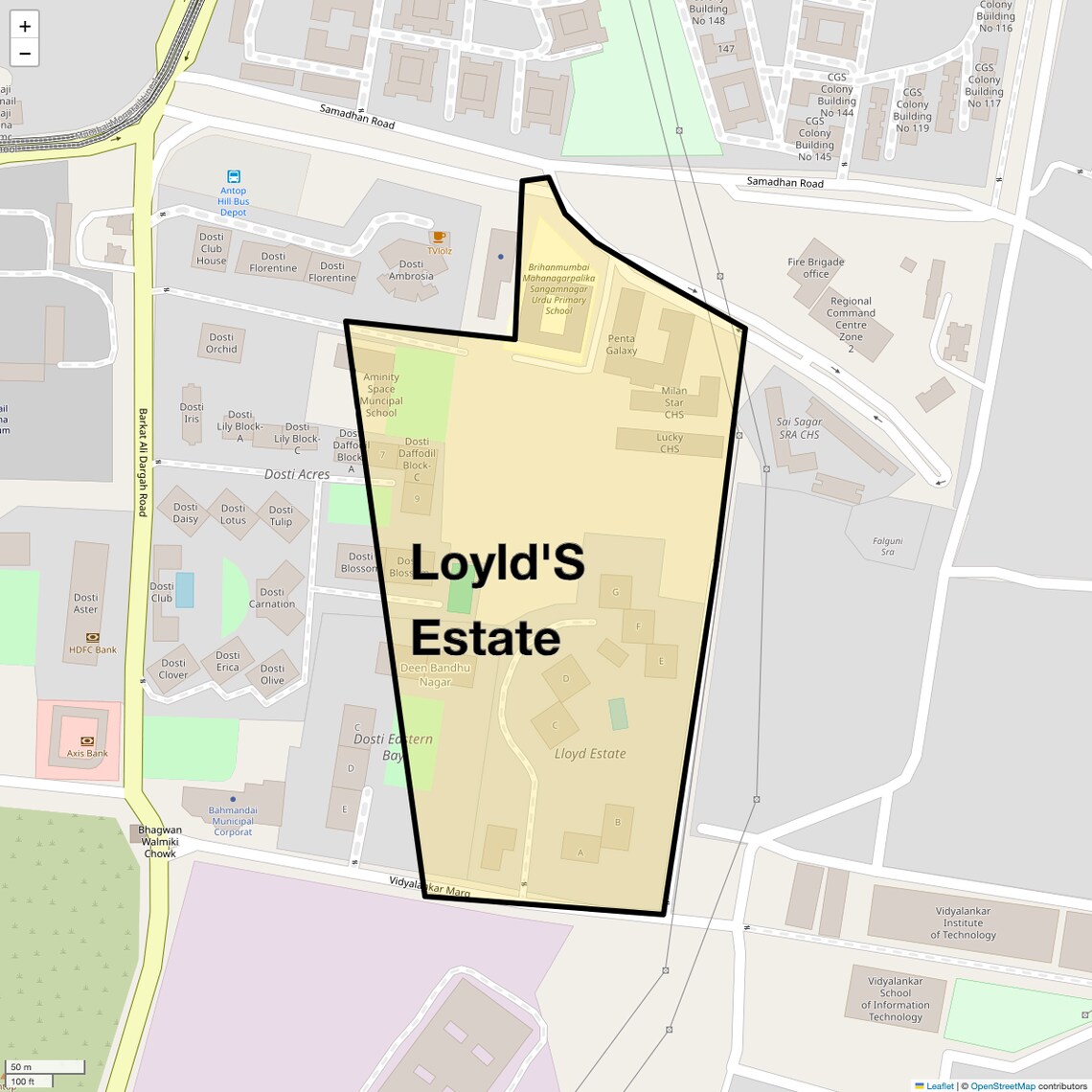Location Map of Loyld's Estate, Mumbai