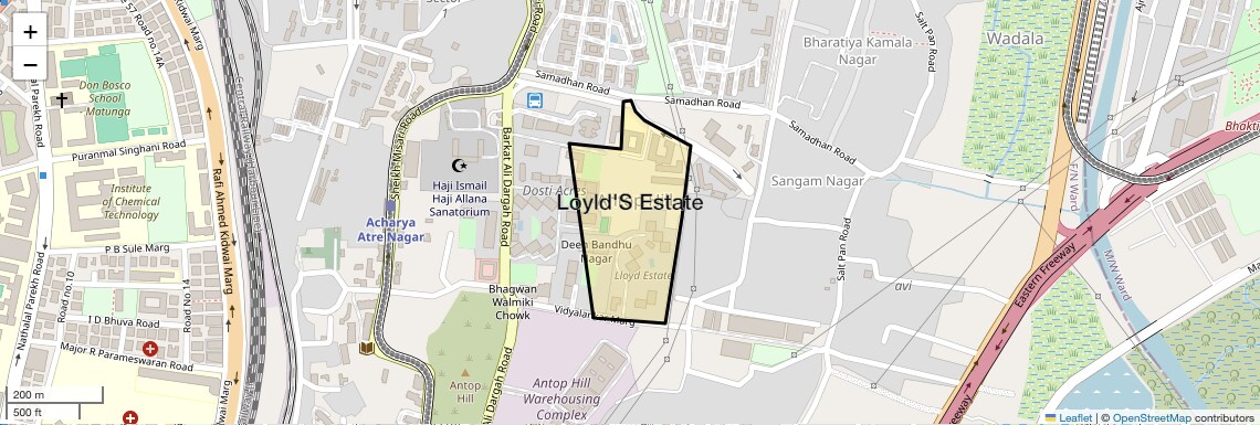 Location Map of Loyld's Estate, Mumbai