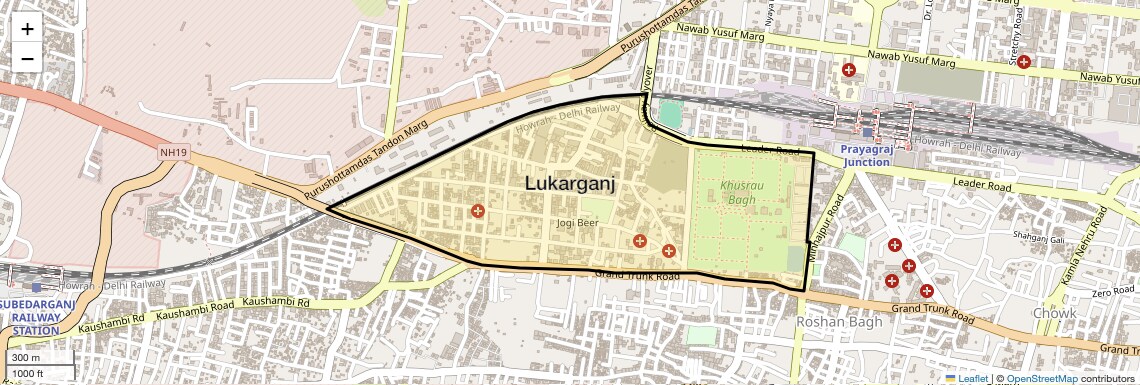Location Map of Lukarganj, Allahabad