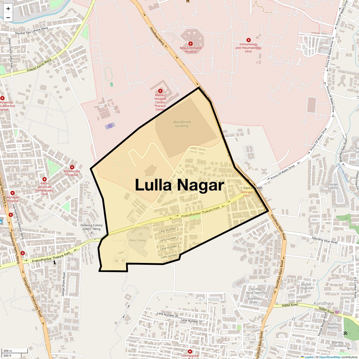 Location Map of Lulla Nagar, Pune