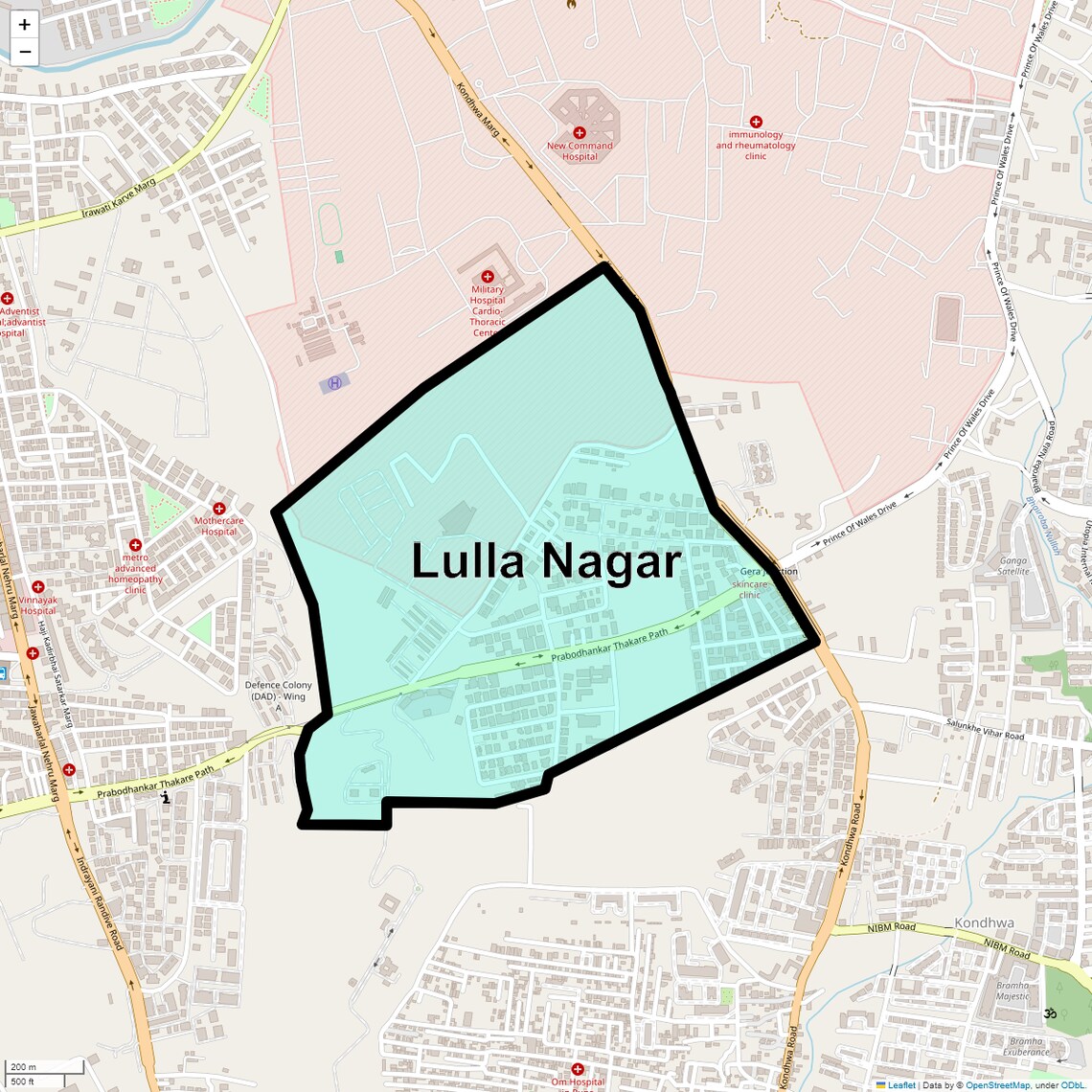 Location Map of Lulla Nagar, Pune