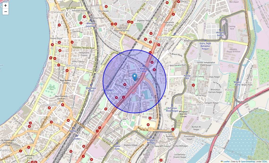 Location Map of Ma Marg, Mumbai