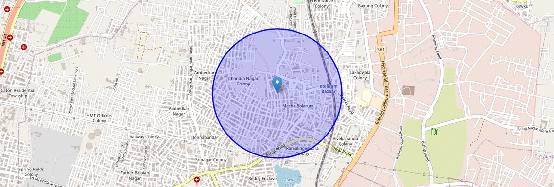 Location Map of Macha Bollaram, Hyderabad