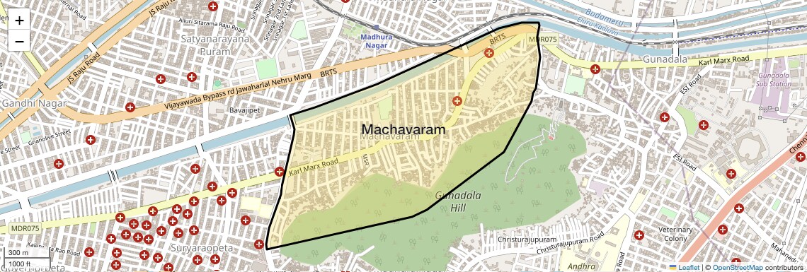 Location Map of Machavaram, Vijayawada