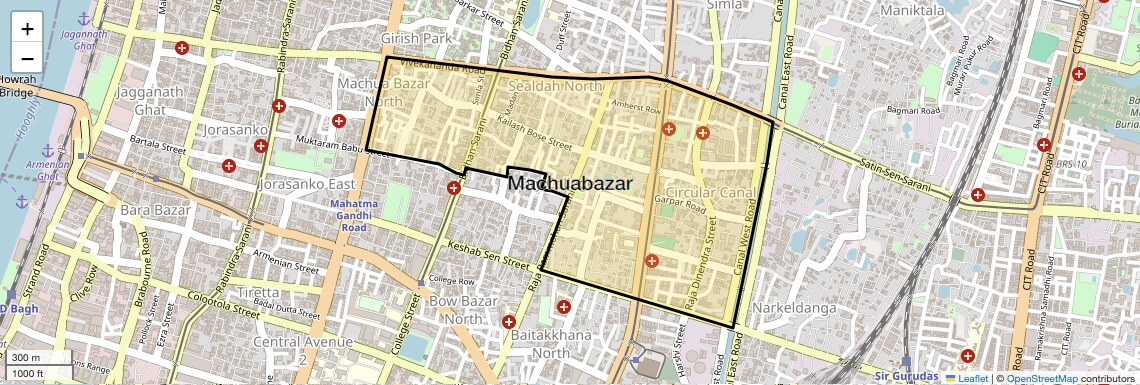 Location Map of Machuabazar, Kolkata