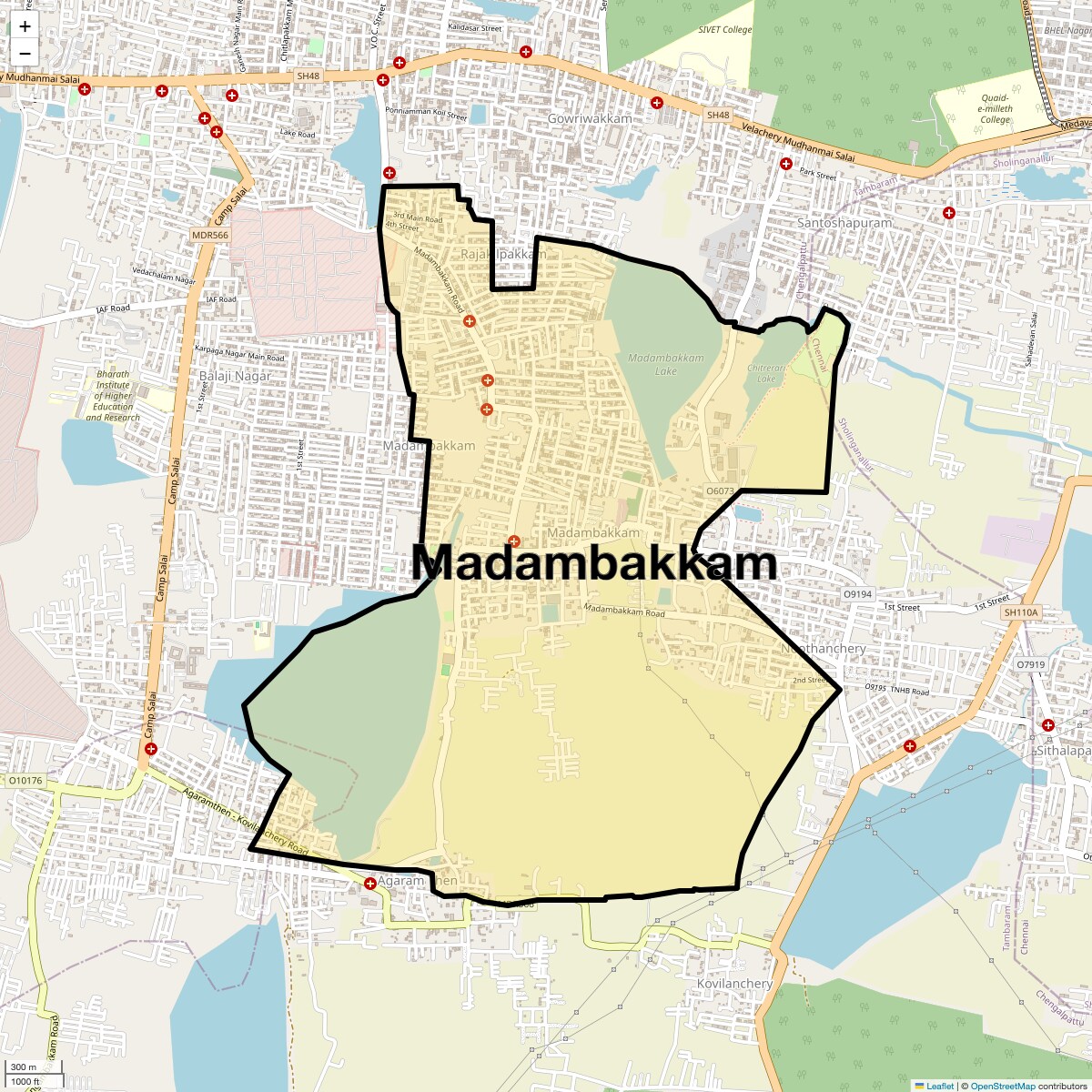 Location Map of Madambakkam, Chennai