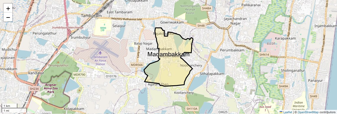 Location Map of Madambakkam, Chennai
