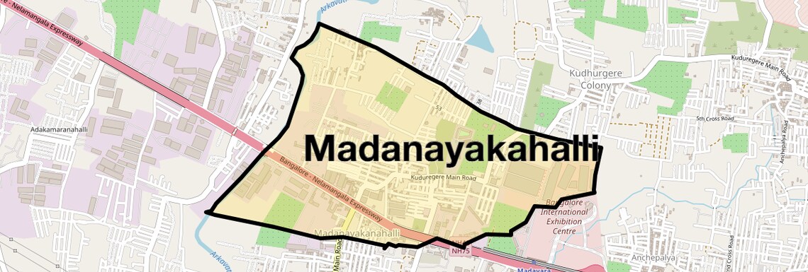Location Map of Madanayakahalli, Bangalore