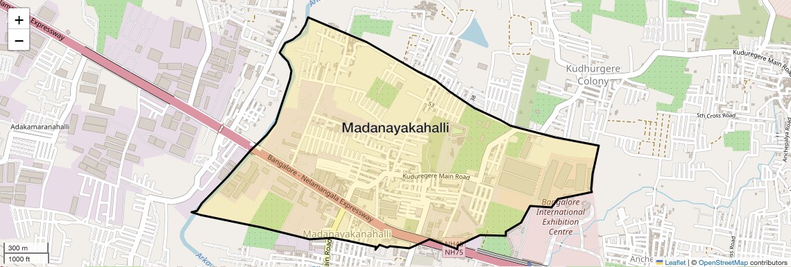 Location Map of Madanayakahalli, Bangalore