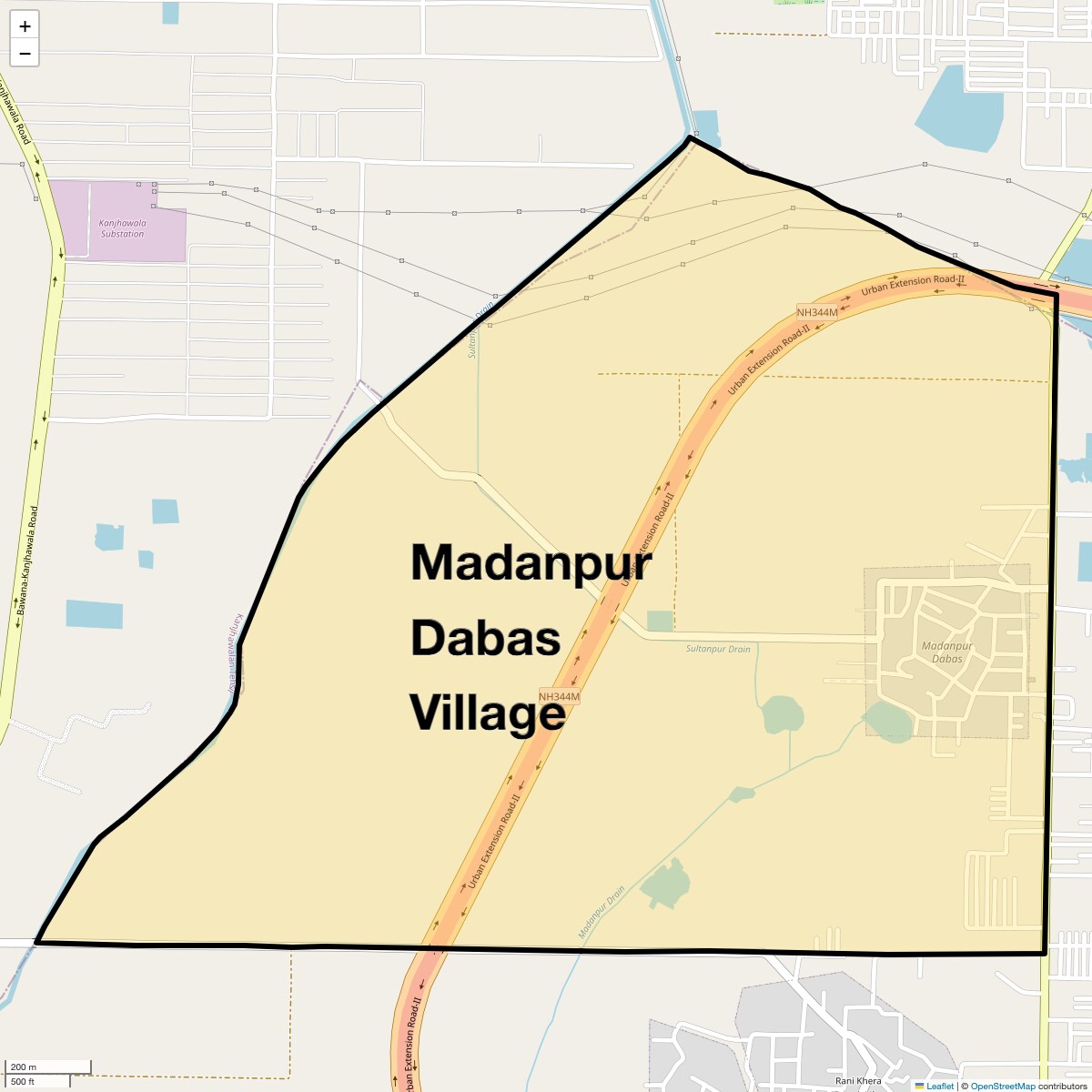 Location Map of Madanpur Dabas Village, Delhi