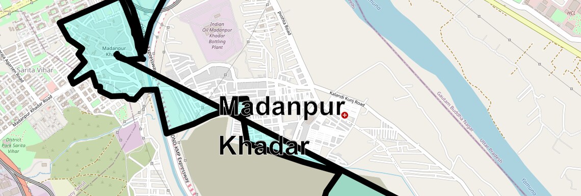 Location Map of Madanpur Khadar, Delhi
