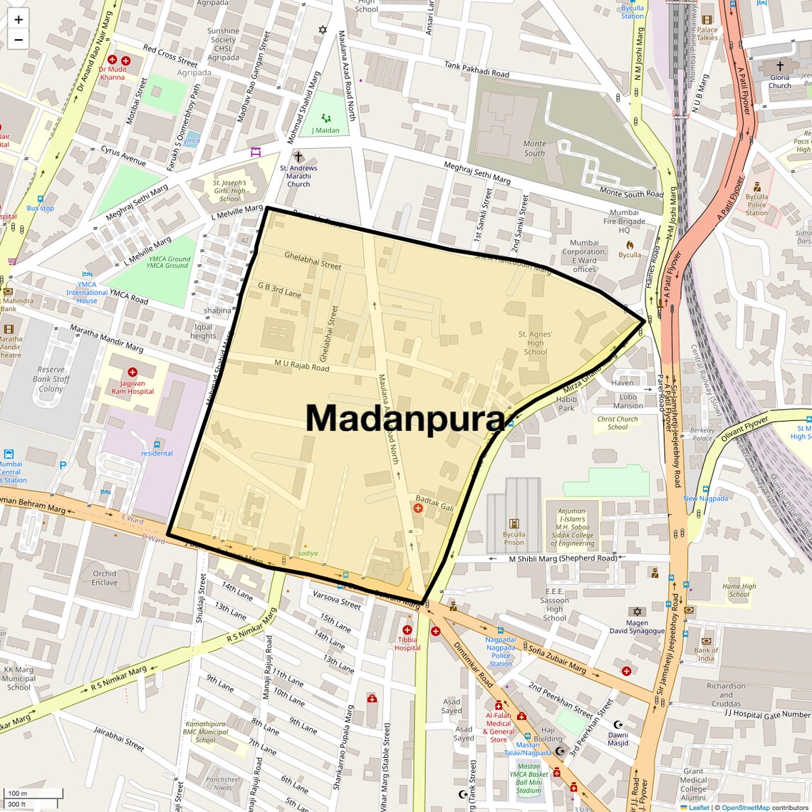 Location Map of Madanpura, Mumbai