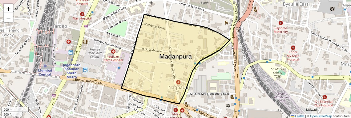 Location Map of Madanpura, Mumbai