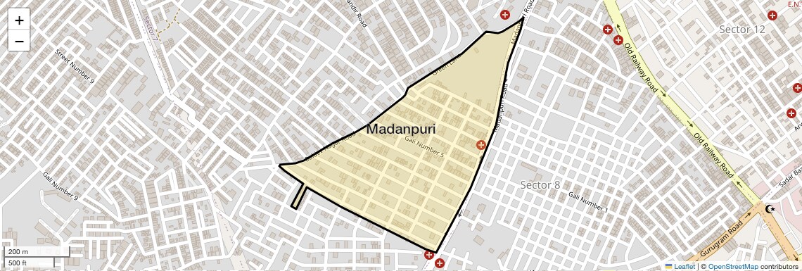 Location Map of Madanpuri, Gurgaon