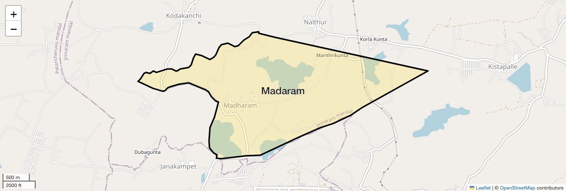Location Map of Madaram, Hyderabad