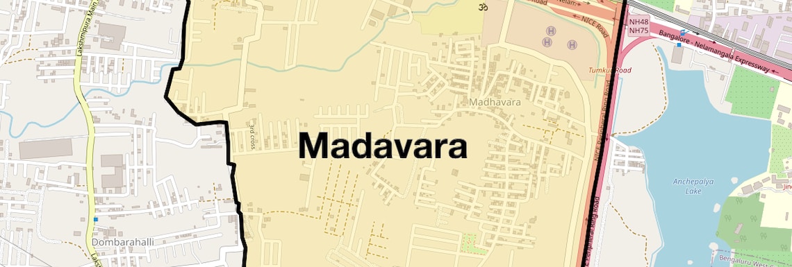 Location Map of Madavara, Bangalore