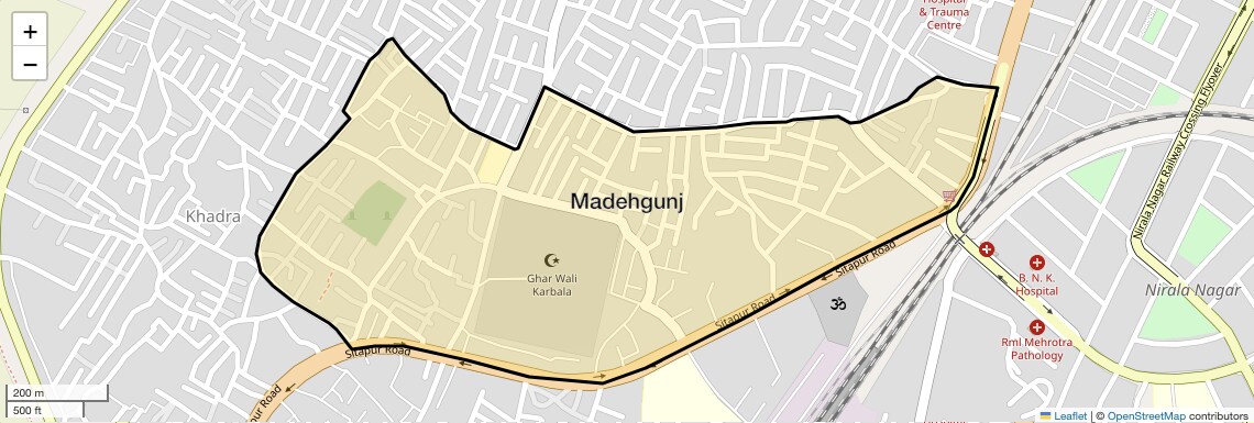 Location Map of Madehgunj, Lucknow