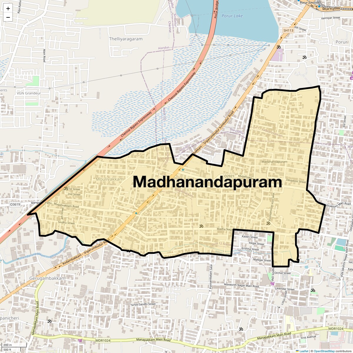 Location Map of Madhanandapuram, Chennai