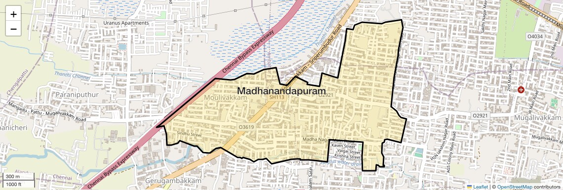 Location Map of Madhanandapuram, Chennai