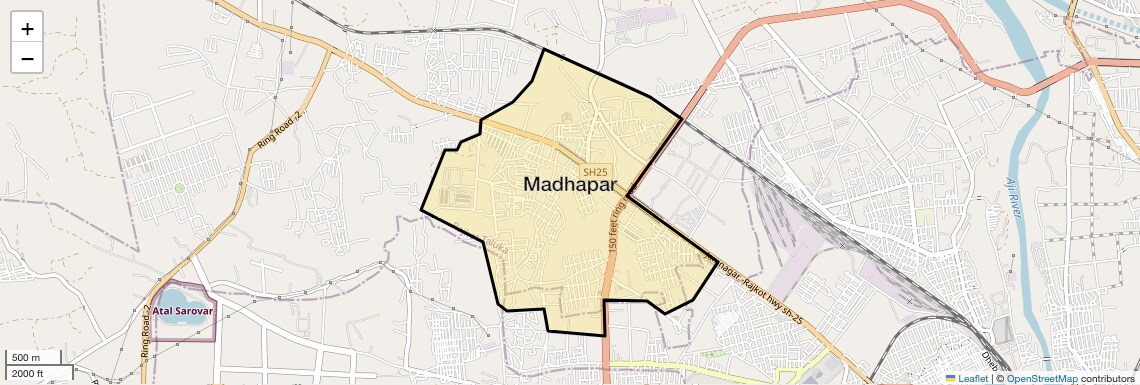Location Map of Madhapar, Rajkot
