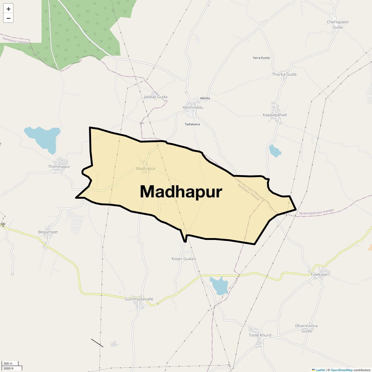 Location Map of Madhapur, Hyderabad