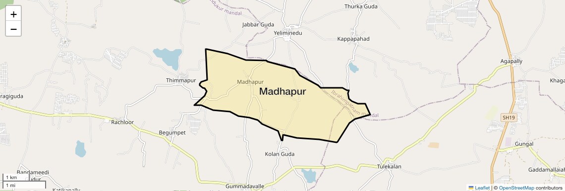 Location Map of Madhapur, Hyderabad