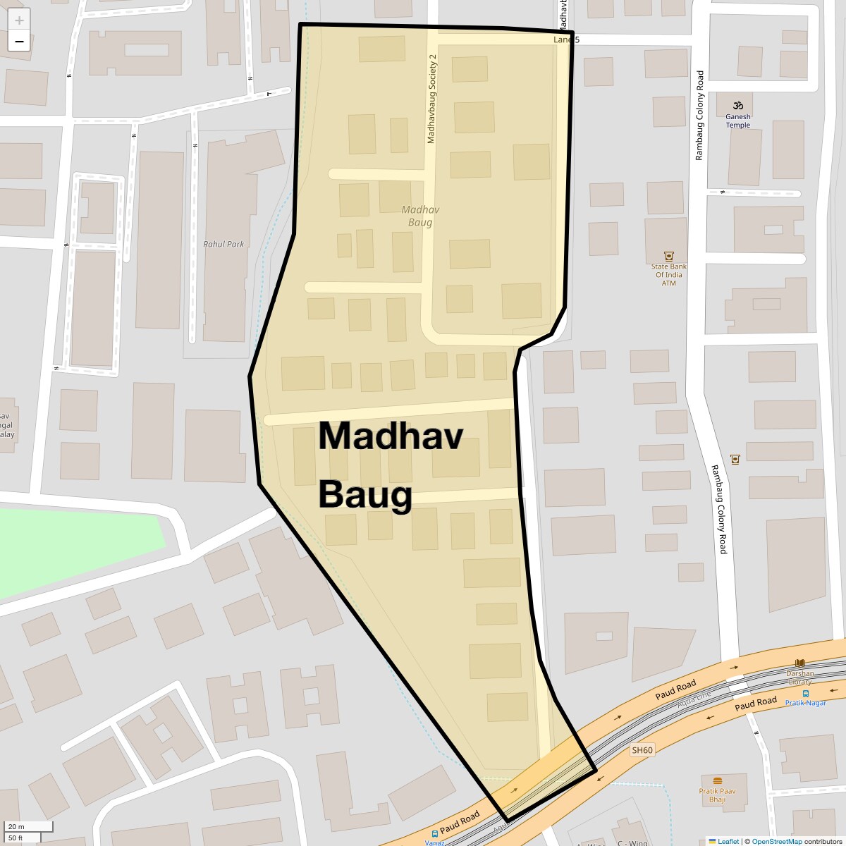 Location Map of Madhav Baug, Pune