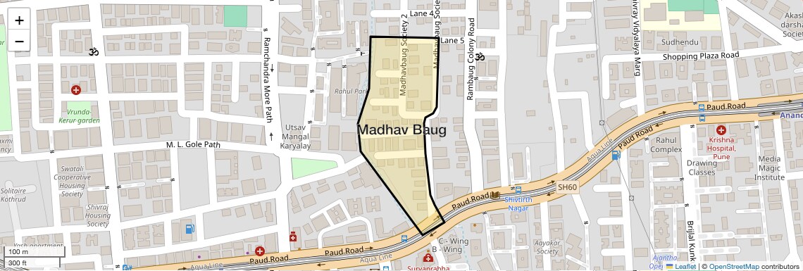 Location Map of Madhav Baug, Pune