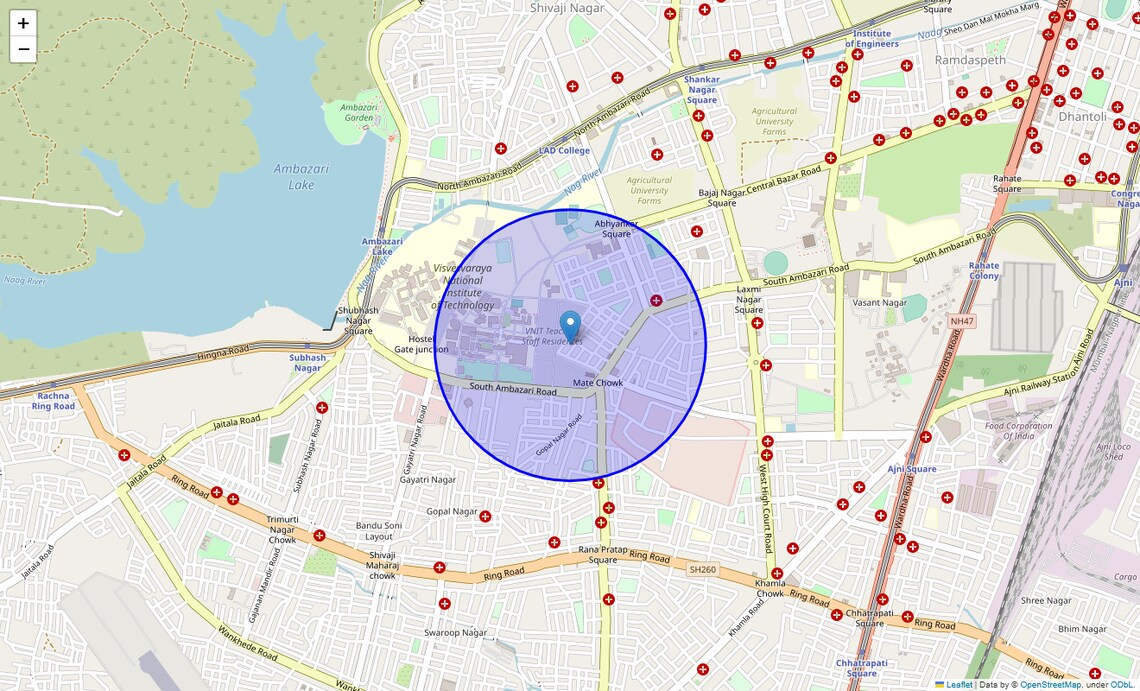 Location Map of Madhav Nagar, Nagpur