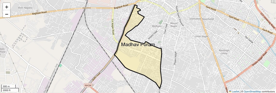 Location Map of Madhav Puram, Meerut