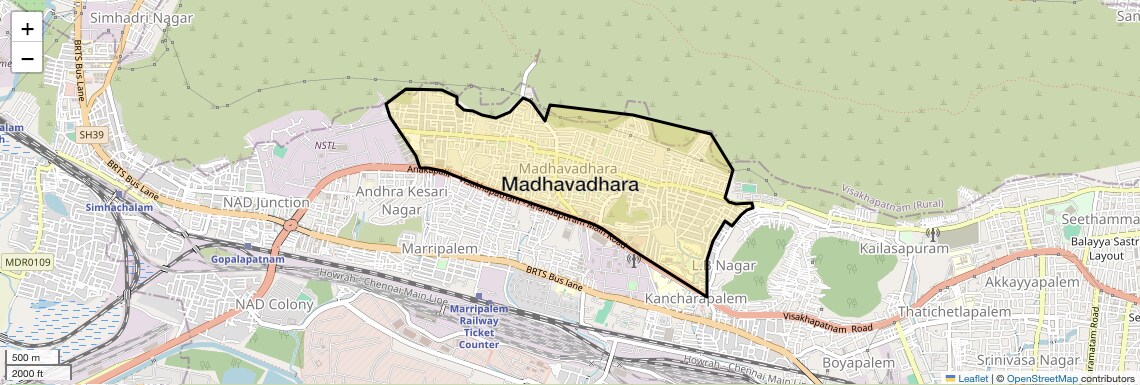 Location Map of Madhavadhara, Vizag