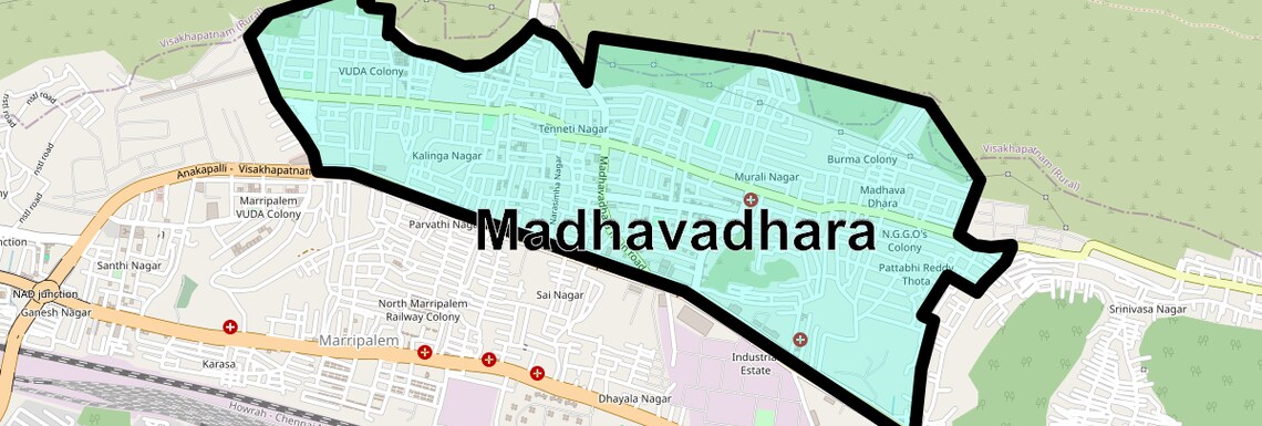 Location Map of Madhavadhara, Vizag