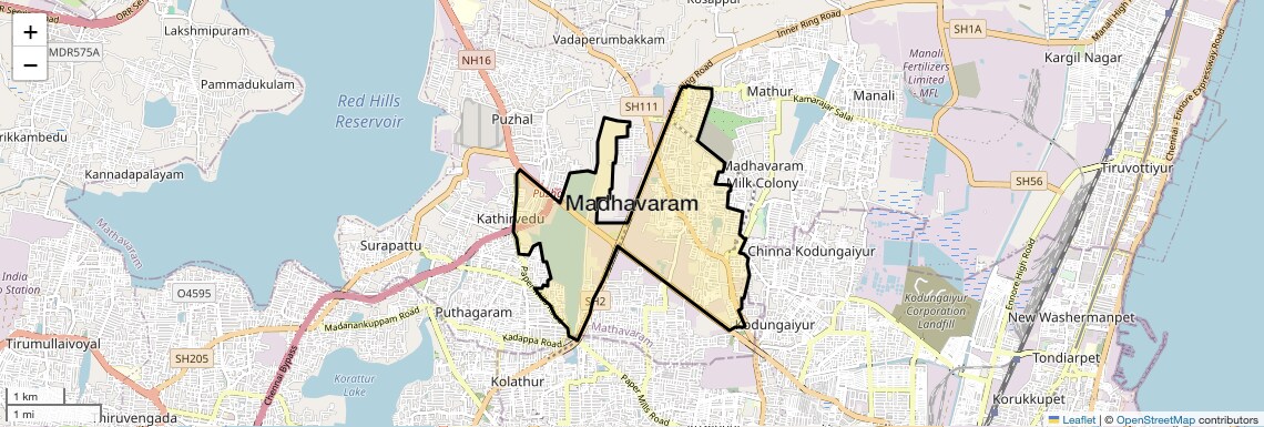 Location Map of Madhavaram, Chennai