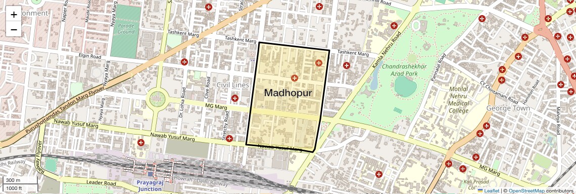Location Map of Madhopur, Allahabad