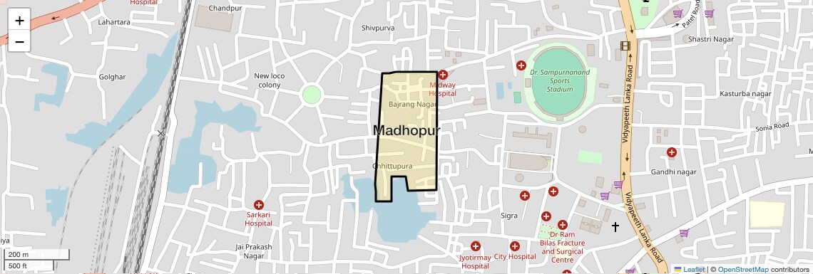 Location Map of Madhopur, Varanasi