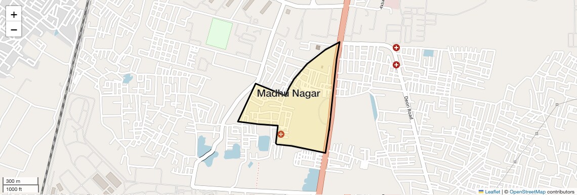 Location Map of Madhu Nagar, Agra