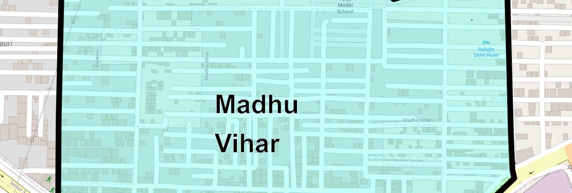 Location Map of Madhu Vihar, Delhi