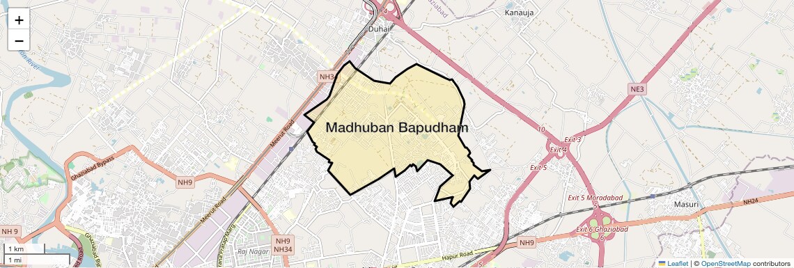 Location Map of Madhuban Bapudham, Ghaziabad